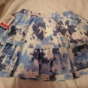 Girls Limited Too White and Blue Tie Dye Lace Skort Size 16/18